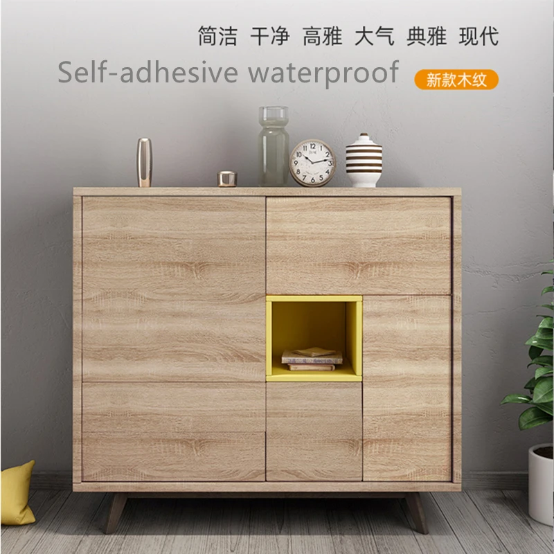 PVC Wood Grain Stickers for Wardrobe Table Furniture Waterproof Self Adhesive Wallpaper Home Decor Wall Papers