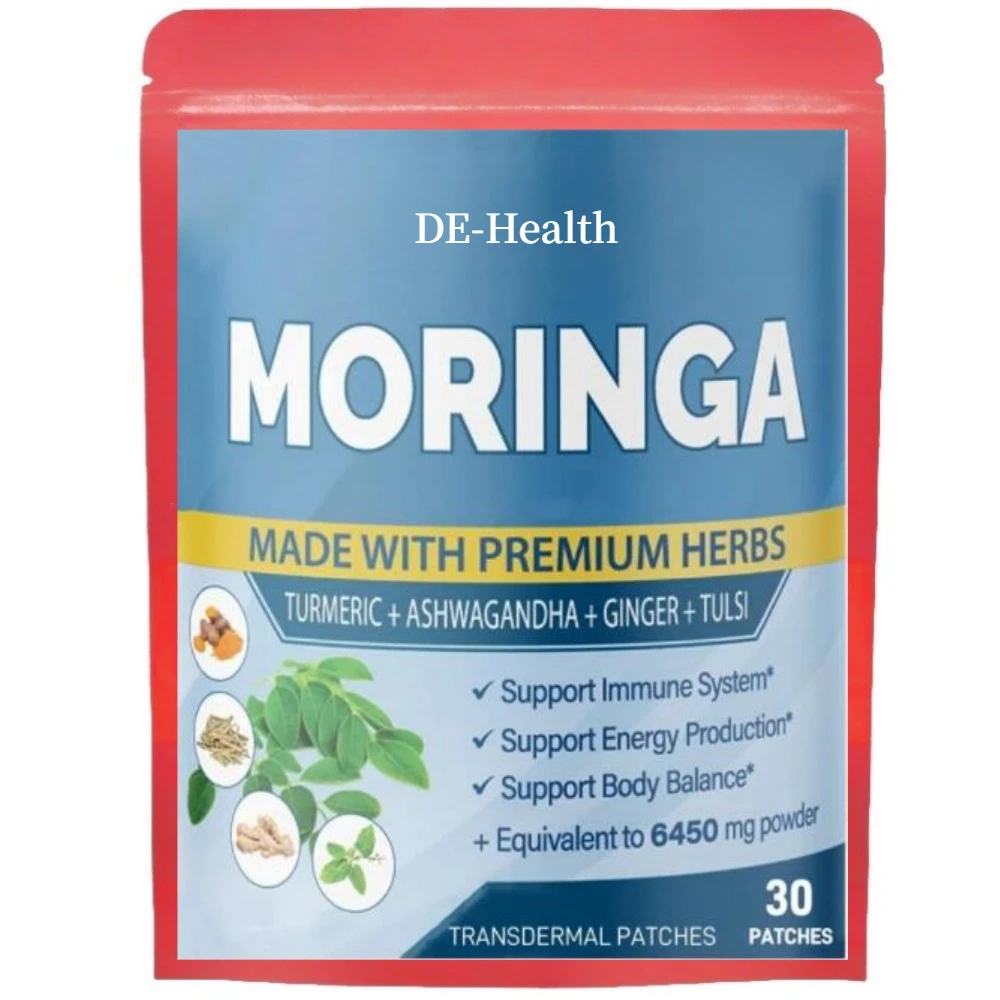 30 رقعة Moringa Transdermal مع دعم الجهاز المناعي الداعم للطاقة Ashwagandha والزنجبيل والكركم