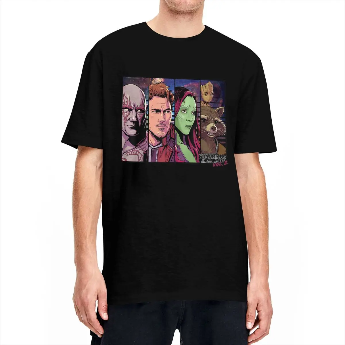 Camiseta Drax Gamora Groot para hombre y mujer, Camisa de algodón con cuello redondo, estampado de Star-Lord, guardianes de la galaxia, talla grande