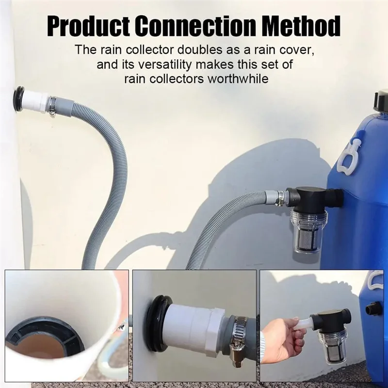

P4-Rain Catcher Rain Barrel Diverter Rainwater Collection System 1 Set 75Mm Flex Hose Durable Sealing Rubber Ring Easy To Use