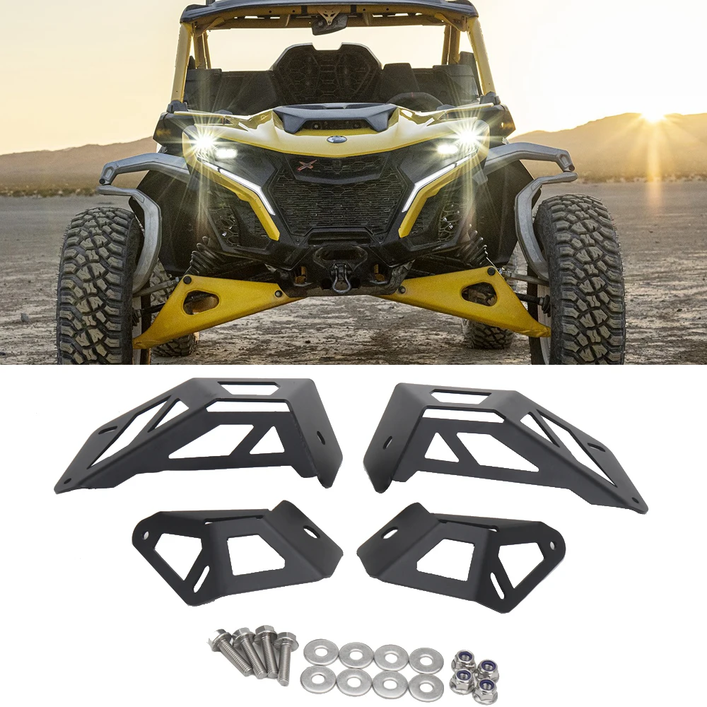 

New For CAN AM MAVERICK R UTV Low & High Position Light Mounting Kit Bracket Metal Headlight Black For Can-Am Maverick R 2024