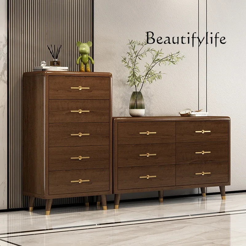 

New Chinese Style Solid Wood Five & Six & Eight Chest of Drawers Chest of Drawer Bedroom Storage Cabinet Wall Locker