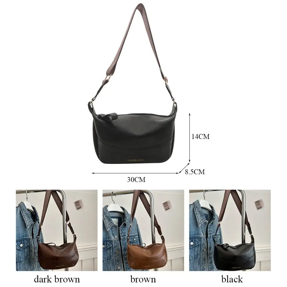 Fashion Women Girls Simple Large Capacity PU Shoulder Bags Solid Color Messenger Bags Crossbody Bags Ladies Handbags