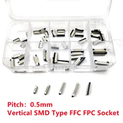 50Pcs/lot 0.5mm 4/6/8/10/12/14/16/20/24/30P Vertical Type FFC FPC Socket 0.5mm Pitch Flexible Flat Cable Connector