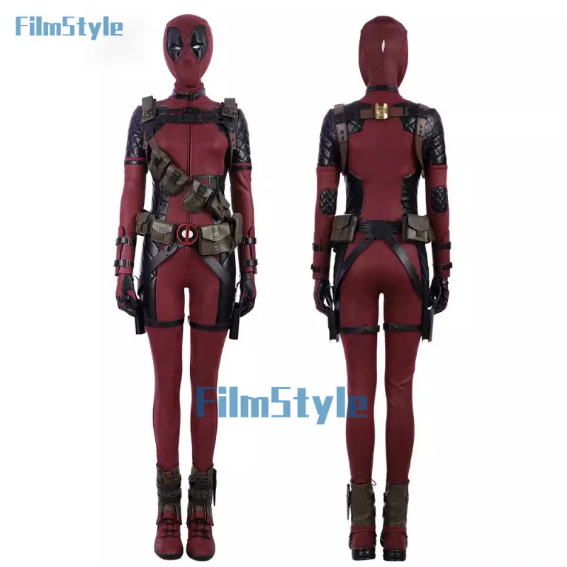 Women Fantasy Dead Cosplay Pool Wade Disguise Wilson Villain Costume Fantasia Jumpsuit Mask Outfit Halloween Carnival Party Suit