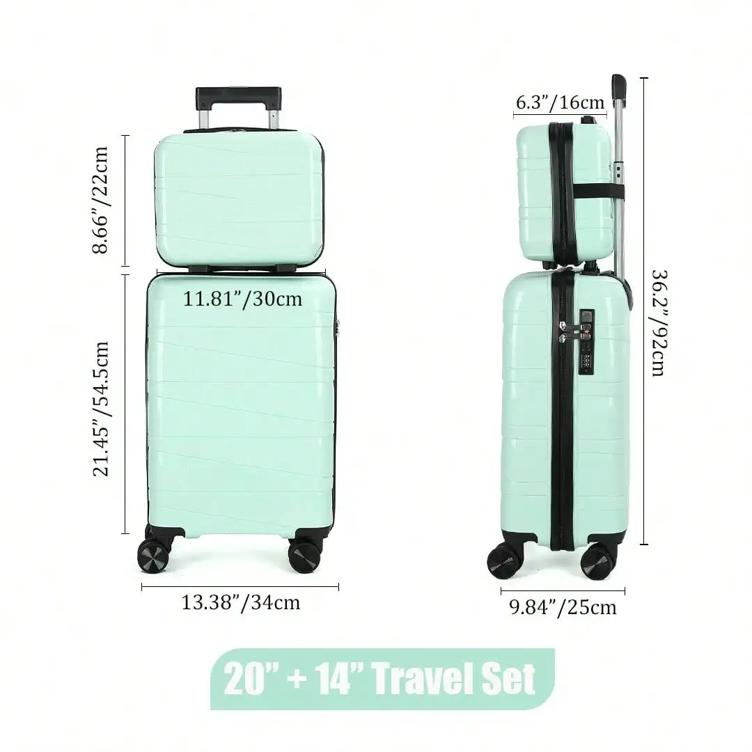 This Set Includes A 20-Inch PP Softshell Carry-On Suitcase And A 14-Inch PP Softshell Cosmetic Bag. Features Silent Swivel Wheels For 360° Rotation, A Durable And Wear-Resistant Patchwork Design, Making It The Perfect Choice For Business Trips Or Travel.