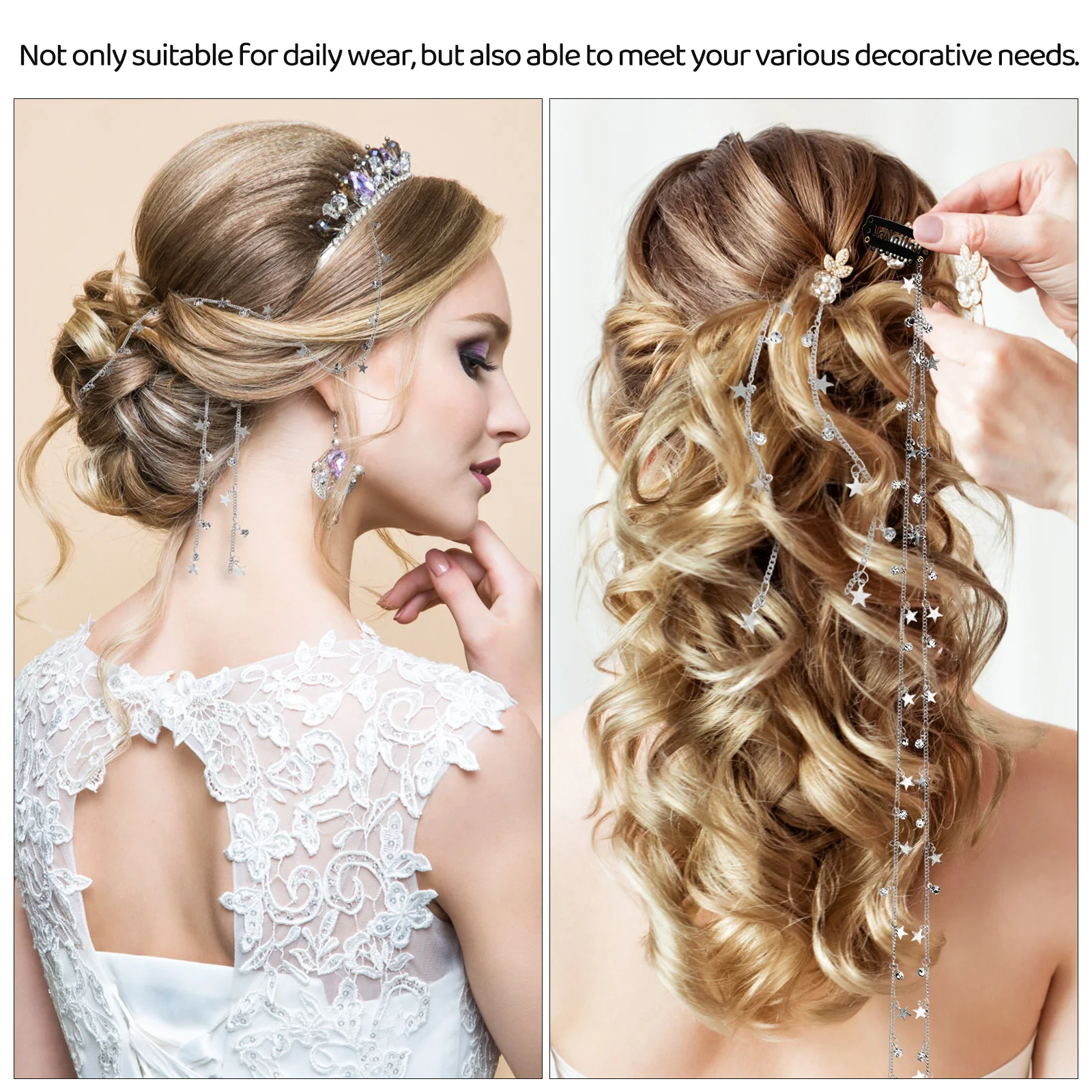 

2pcs Star Chains Clip In Braids Decorative Braid Jewelry For Hair Clips Accessories Women Braid Jewelry Hairstyle Accessories