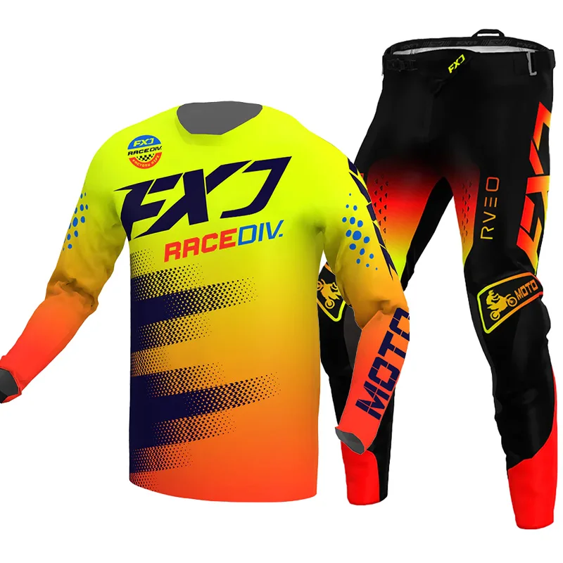 Enduro suit Motocross Jersey Pant Kits Off-road pink yellow blue mx mtb cross Motorcycle Mens Kits Women's white green red black