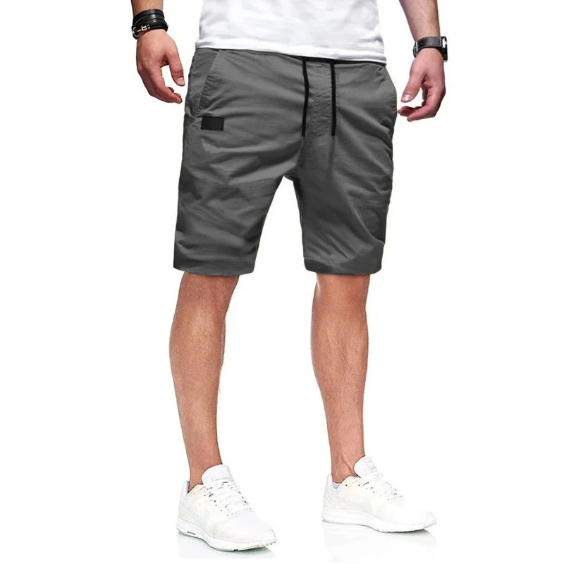 NEW Summer loose straight leg pants men sports Woven shorts Solid color cargo pants men\'s beach Casual pants Training bottoms