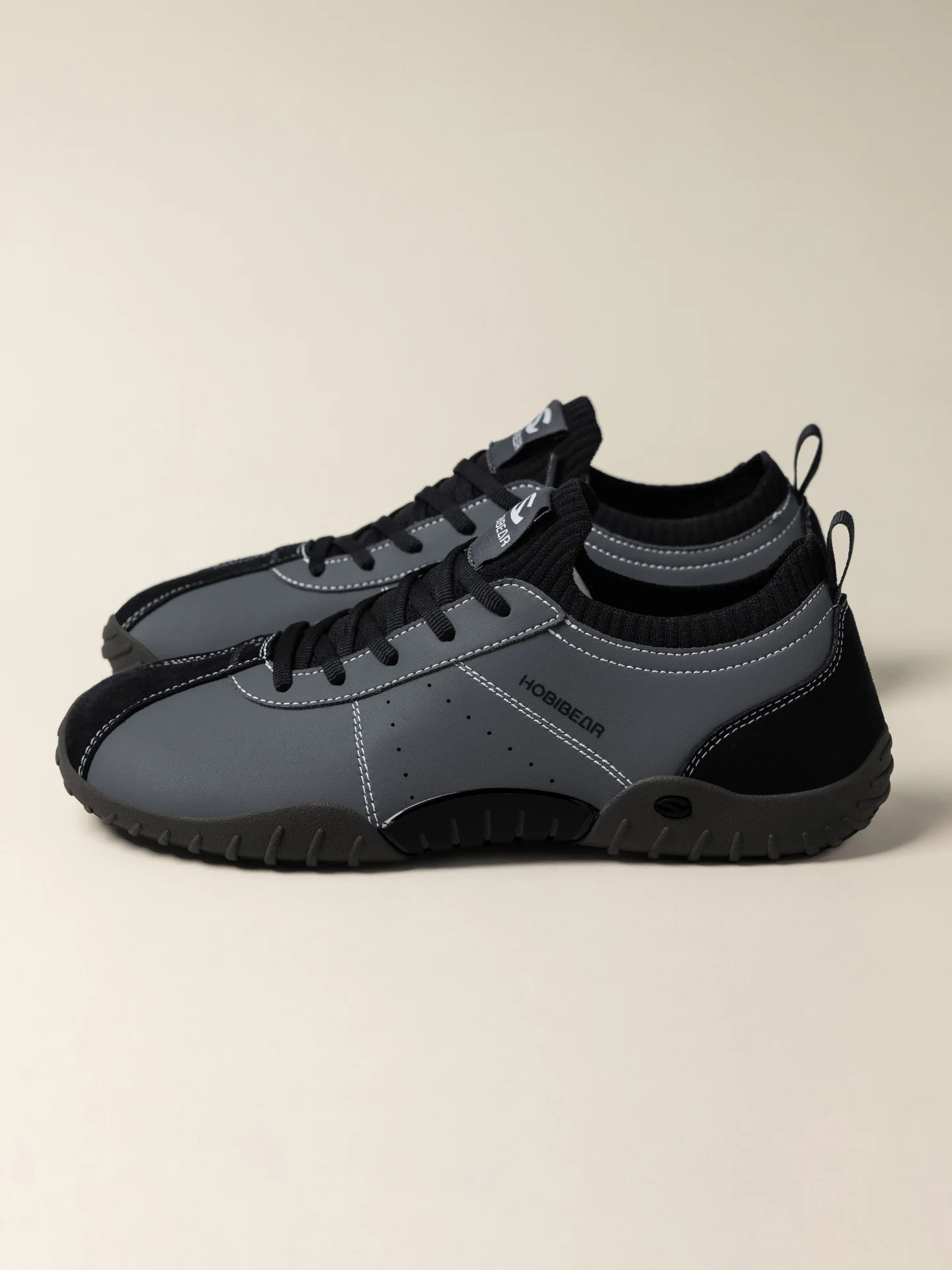 HOBIBEAR Sneaker mit breiter Zehenbox für Herren und Damen, minimalistische Wanderschuhe aus Kunstleder, leichte Schnür-Freizeitsneaker – Detail 13