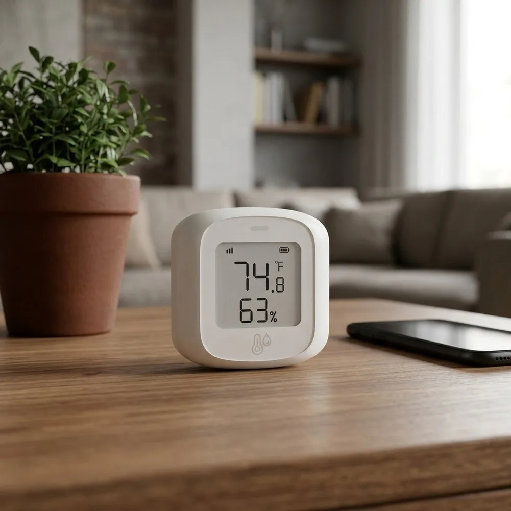 Humidity Control Sensor For Greenhouse Temperature Sensor White WiFi Temperature Sensor Easy Installation Process