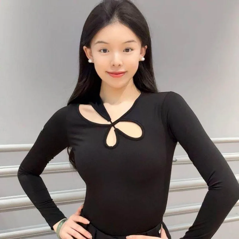 customized punk020 Latin Modern Dance Dress Petal Splicing jumpsuit with built-in chest cushion and leggings