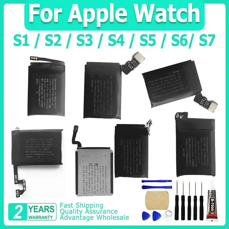 

Новый сменный аккумулятор для Apple Watch Series SE 7 6 5 4 3 2 1, аккумулятор для IWatch S1 S2 S3 LTE S4 S5 S6 S7 38/40/41/42/44/45/4