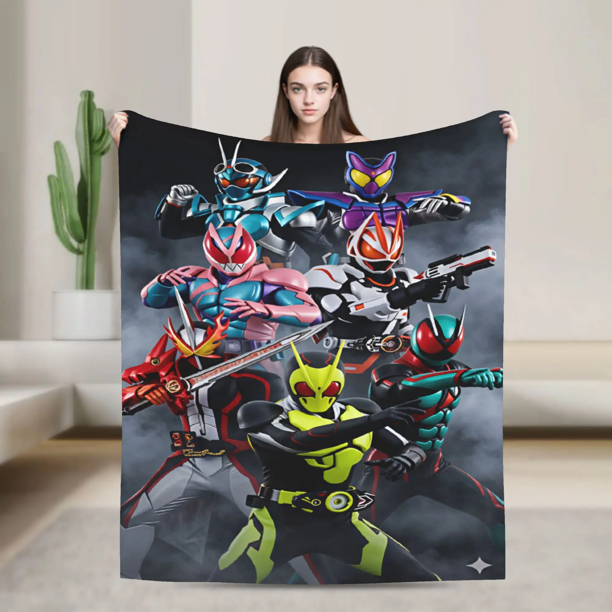 Kamen Rider  Warm Soft Blanket  Decorative Plush Throw Blanket Fashion Home Decor Flannel Bedspread Sofa Bed Cover
