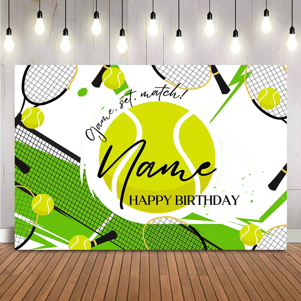 Tennis Balls Game Match Photo Background Happy Birthday Theme Party Decoration Backdrop Newborn Kids Photo Booth Props