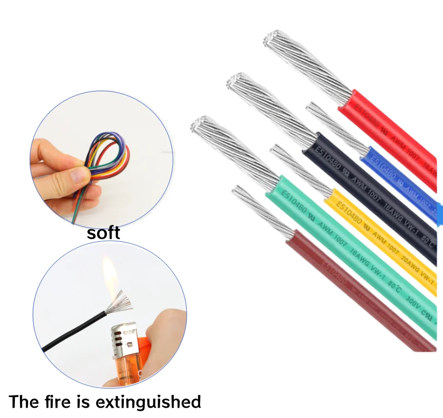 PVC 주석 도금 구리 와이어 케이블, AWG, 화이트, 블랙, 레드, 옐로우, 그린, 블루, 그레이, 퍼플, 5 M, 10M, UL1007, 30, 28, 26, 24, 22, 20, 18/16 다크 브라운/오렌지