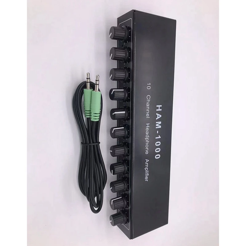 【Superdeals】Amplificador de auriculares estéreo Distribuidor de audio multicanales Control independiente DC12-24V 1 entrada 10 salidas HAM-1000