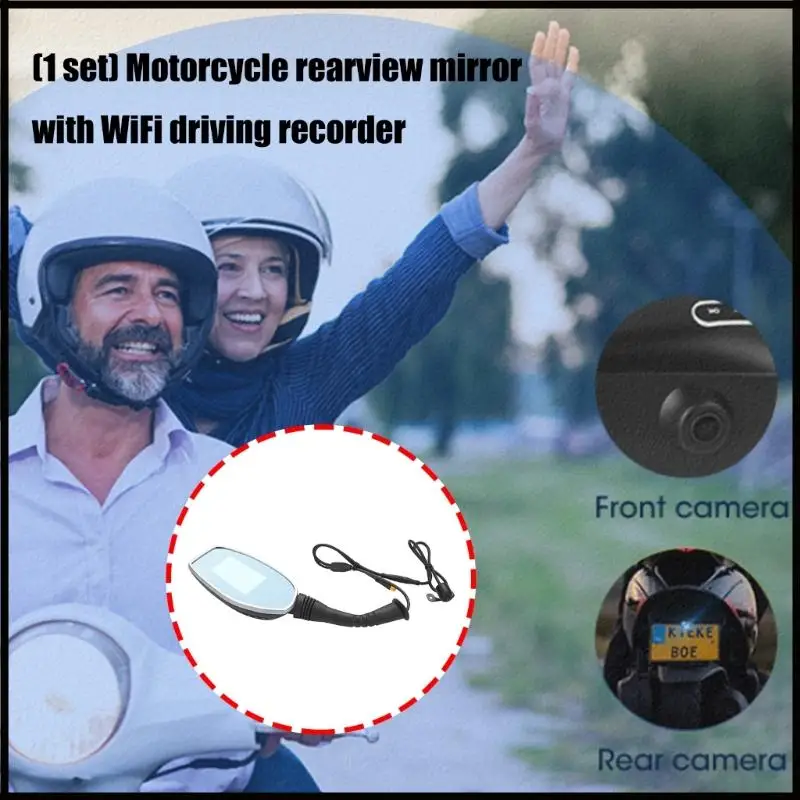 3インチスクリーンモーターバイクドライビングビデオレコーダーカメラ1080pバックミラーDVRカメラ付きWiFiダブルカメラ