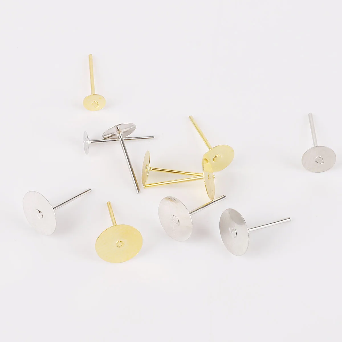 100pcs/bag 4/6/8mm Flat Head Pins Gold/Silver/ Head Pins Connect Beads Pins For Jewelry Making Accessories