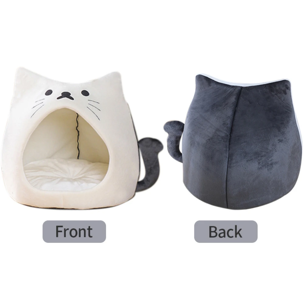 Soft Warm Cat Bed Cat Shape Design Pet House Cat Kennel Detachable Cozy Bed for Small Dog Kitten Basket for Halloween Decor 1pc