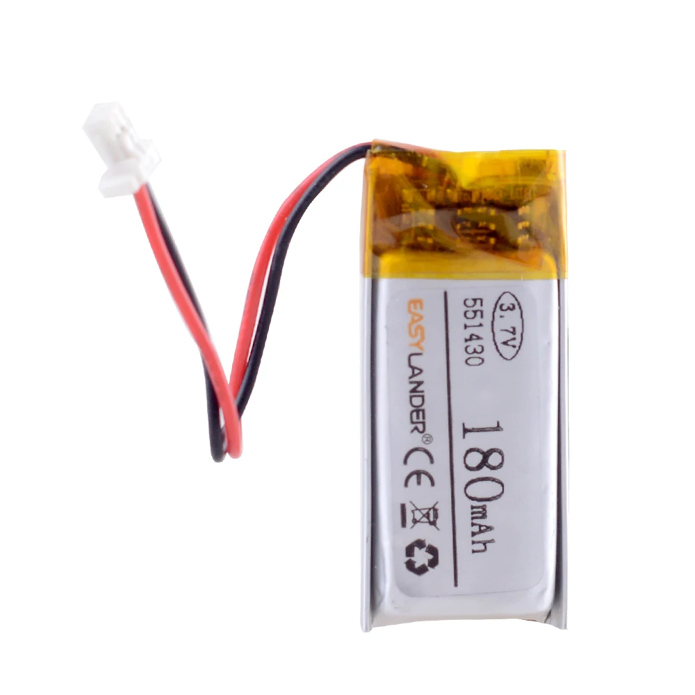 Batterie lithium-ion aste, Eddie ion Li Polymer, régularise 3 tampons de bricolage, têtes Bluetooth E-book, JST1.0, 2P, 3.7V, 180mAh, 551430, 551429