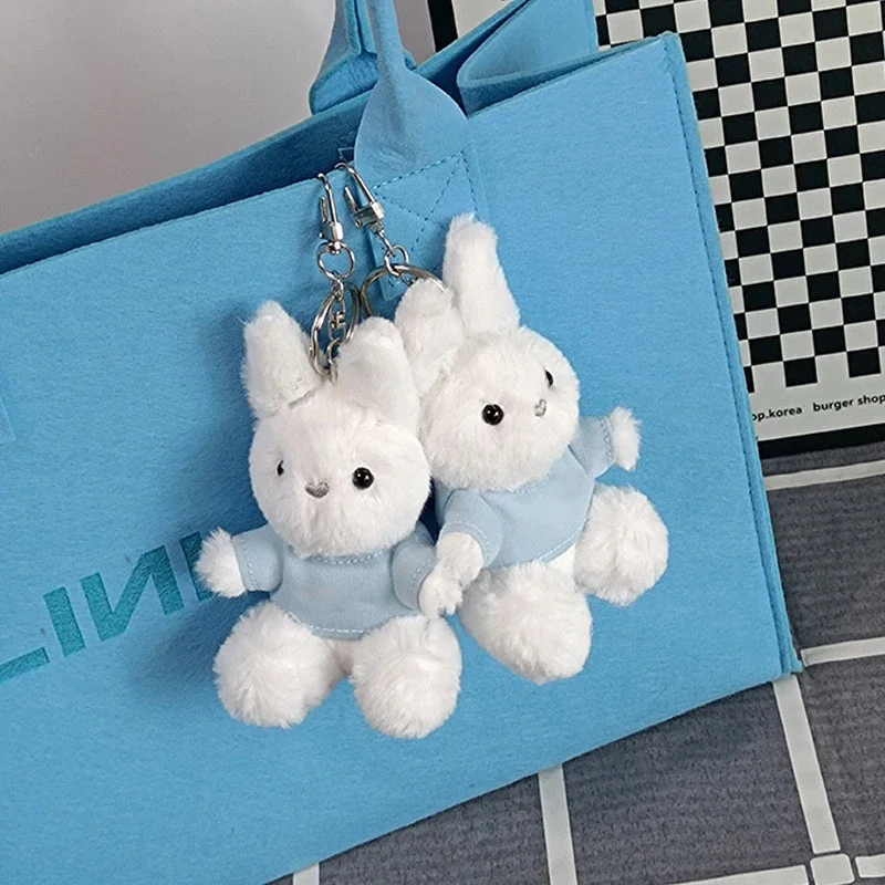 13cm Anime Figure Peripherals Cute Ins Style White Rabbit Plush Pendant Cartoon Bag Plush Pendant Bag Keychain Model Gift Toys