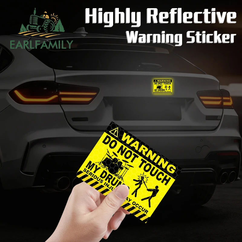 

EARLFAMILY Do Not Touch My Drums Sign Car Sticker Reflective Warning Musical Instrument Equipment Decal Waterproof Car Wrap