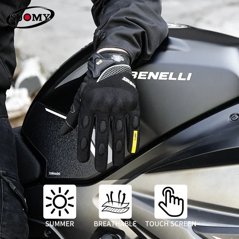 Breathable Full Finger Motorcycle Gloves Racing Anti-Slip Gloves Unisex Riding Gloves Black/Green/Orange/Pink/Purple S-XXL view 2