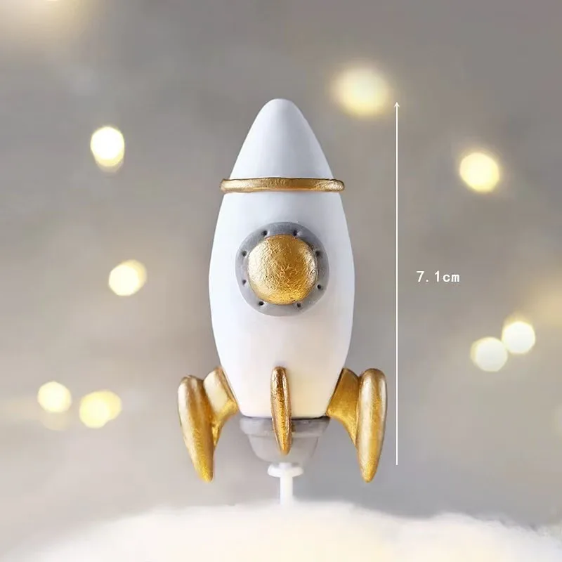 ﻿ Astronaut Rocket Planet Space Cake Topper Children Birthday Party Decoration Star Baby Shower Cake Birthday Party Boy Gifts