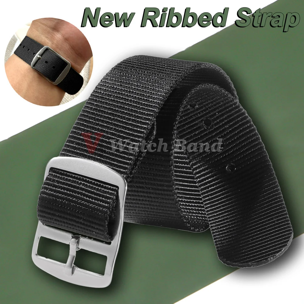 New Ribbed Strap 20mm for Military Ballistic Fabric Replacement Watchband Premium Quality Nylon Watch Band Men Women Accessories