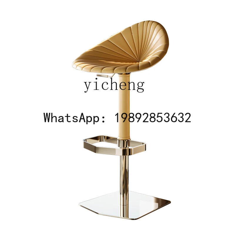 كرسي بار رفع LYY خفيف فاخر وبسيط من الجلد كرسي بار للاستقبال مقعد مرتفع #5