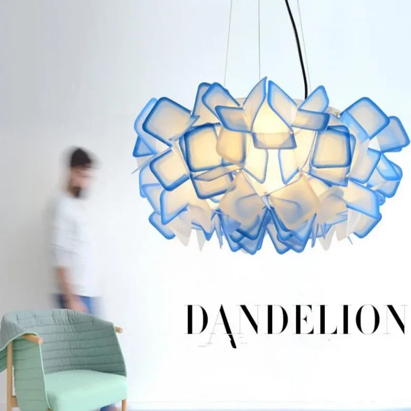 Nordic room decoration design chandelier color PP acrylic flower led  Christmas  bedroom lamp Cafe