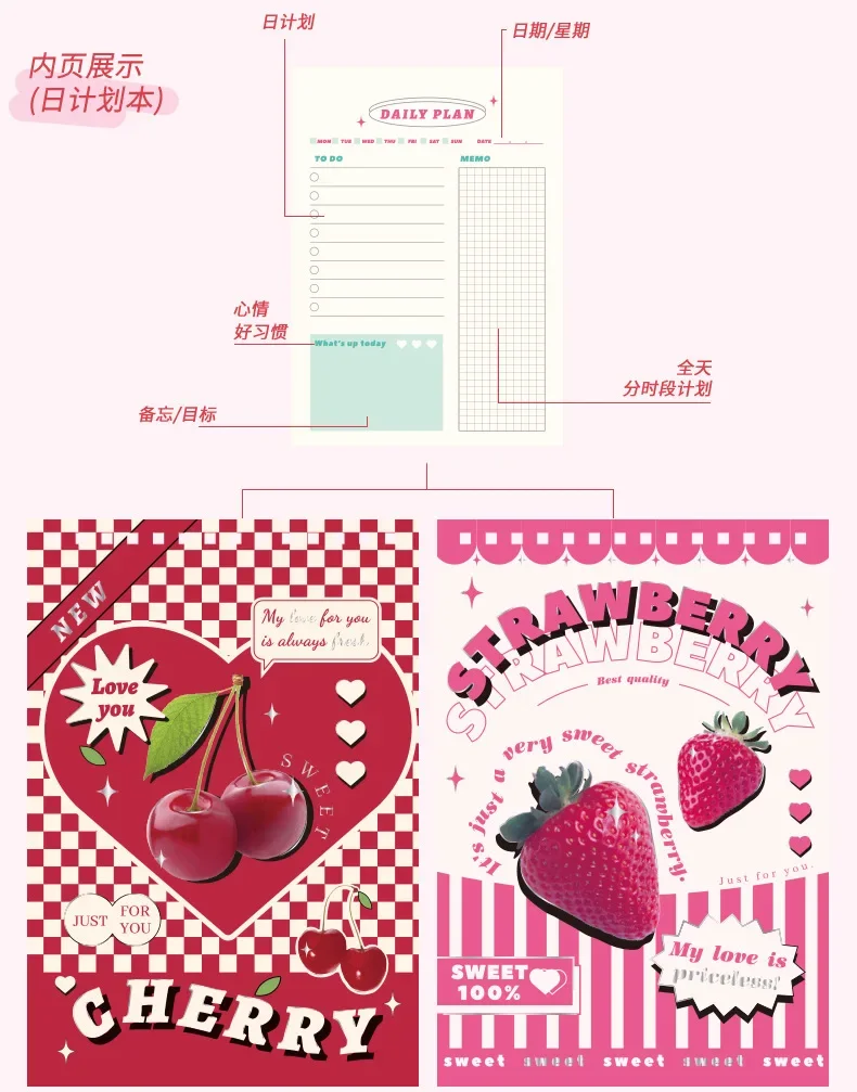 Cute Daily Weekly Pocket Planner 2023 Agenda Notebook Kawaii Portable Weeks Plan Diary Journal Notepad School Stationery