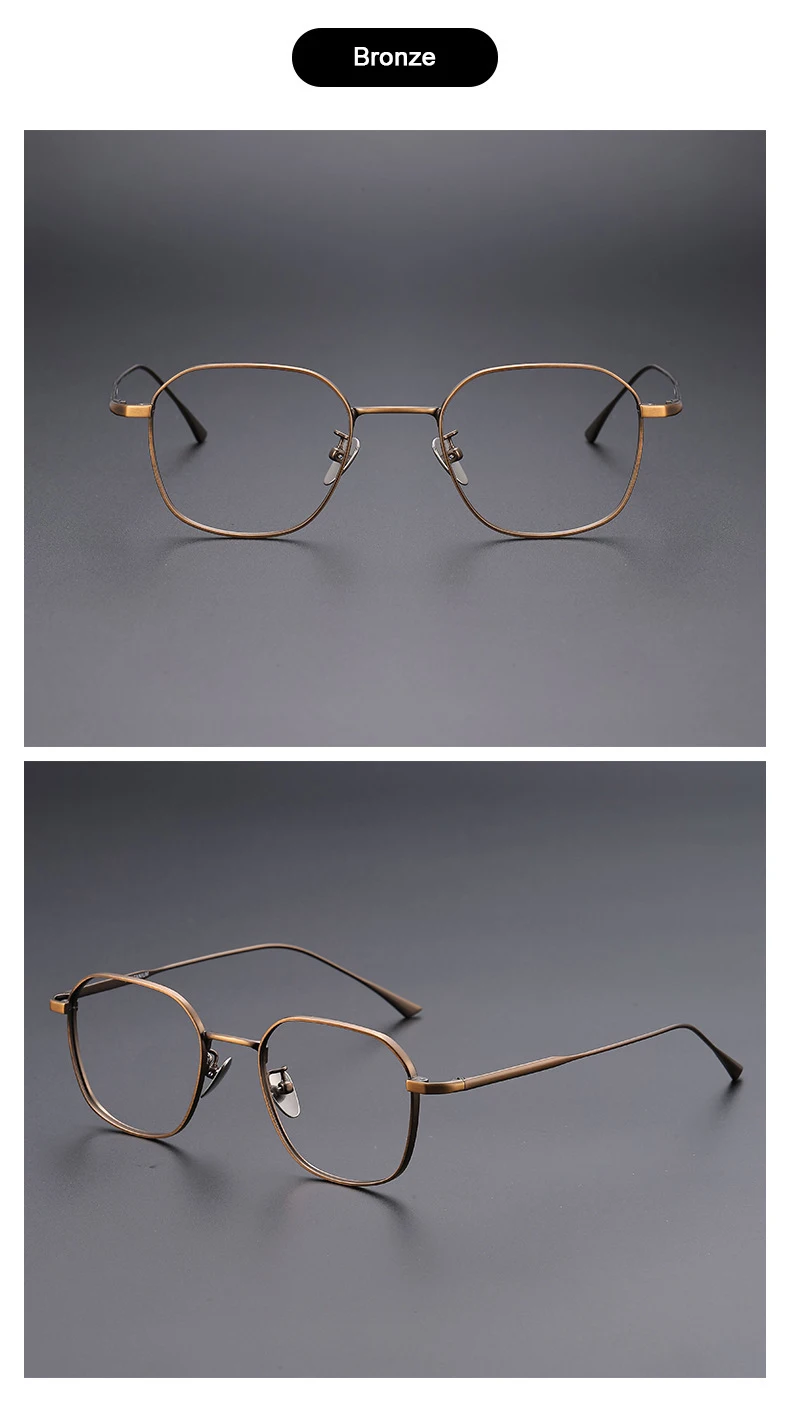 Japanische Marken-Replika Ultraleichte Reintitan Polygonale 1909 Design-Brille für Männer und Frauen Retro Business Luxus-Brillen für Koreaner – Detail 16