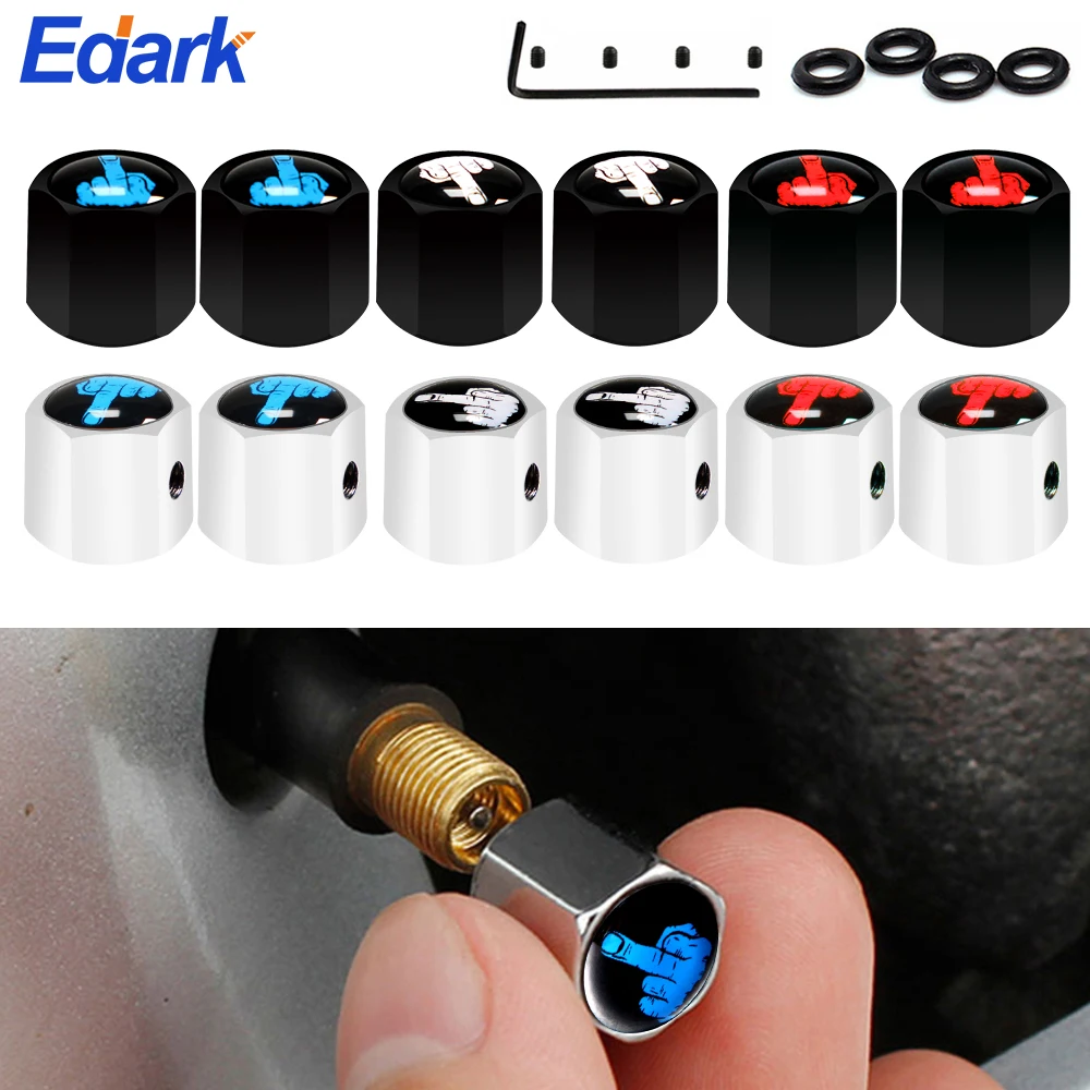 Anti Theft Unfriendly Middle Finger Emblem Car Wheel Tire Valve Cap Stem Air Cover Car Styling Truck Cars Motorbike Accessories