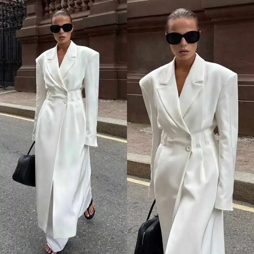 

Винтажный женский костюм: длинный пиджак, пальто, жакет, свадебное/выпускное платье, двубортный, на заказ, сексуальный V-образный вырез, длина в пол