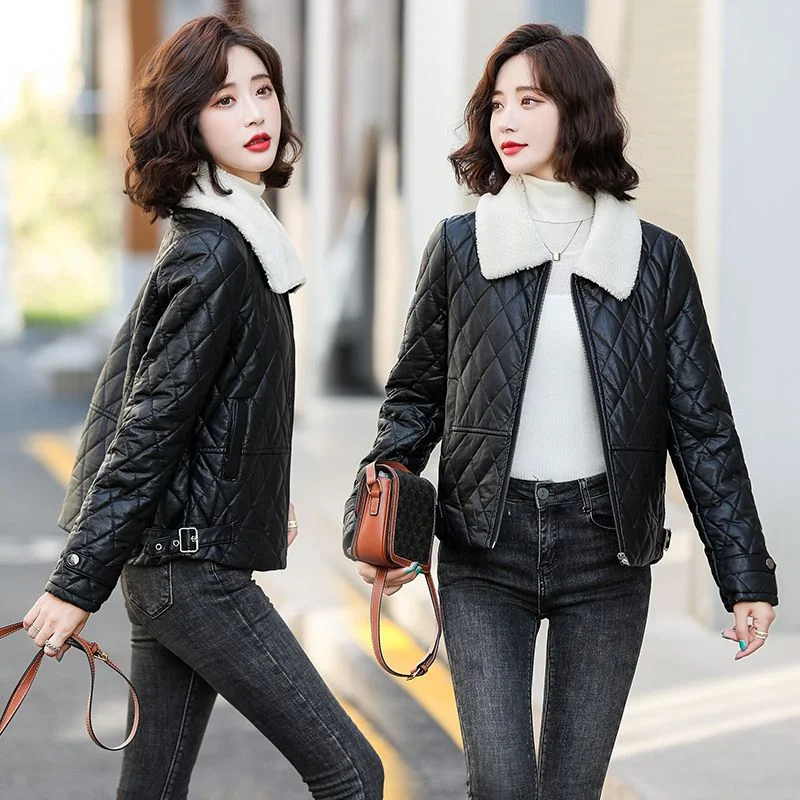 Super Hot Wool Winter Puffer Coat for Women 2024 Coats Woman Jackets Sheepskin Cold Faux Fur Padding Parkas Down Jacket Black Xl