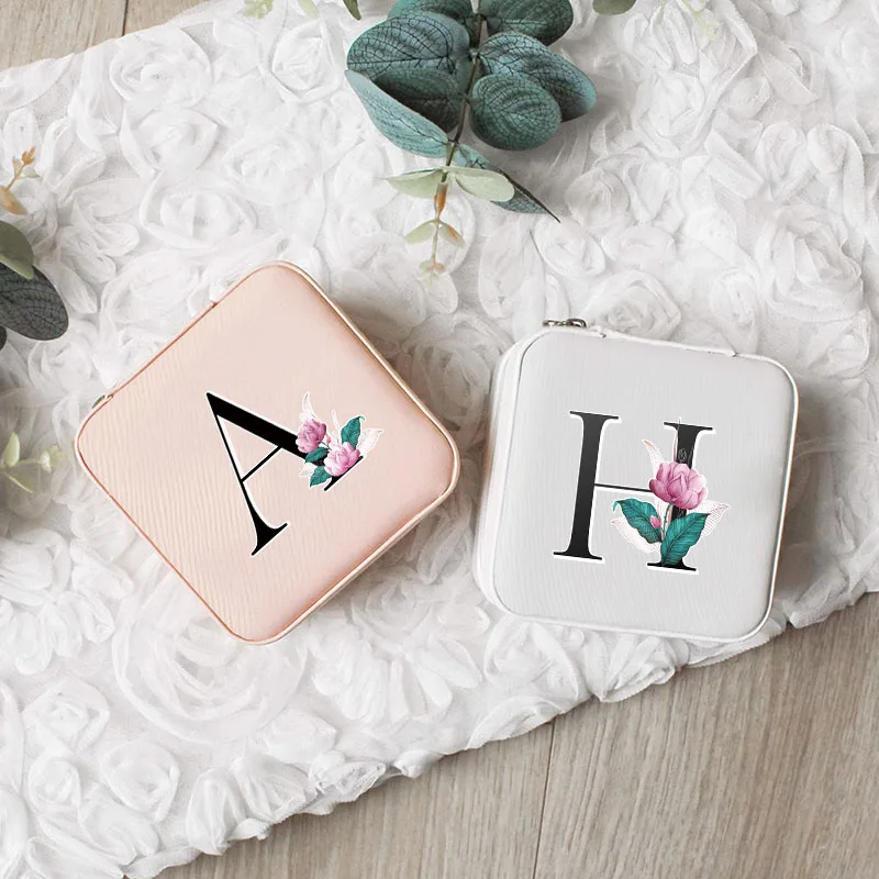 

26 Black Letters Jewelry Box Portable Organizer Display Travel Jewelry Case Boxes Earrings Necklace Ring Jewelry Box