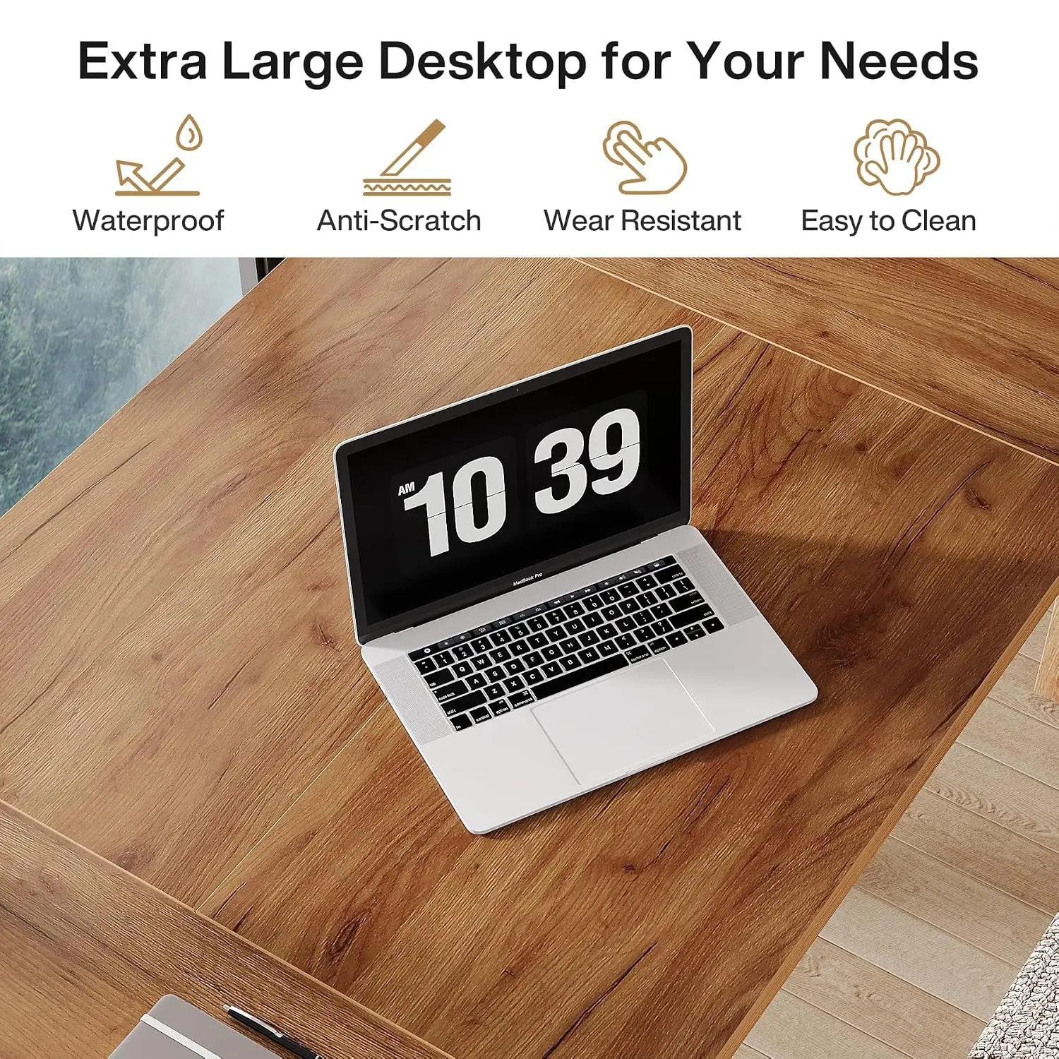 70 Inch Computer Desk Farmhouse Office Writing Study Desk with Solid Wood Legs Thickened Frame Board, Customized