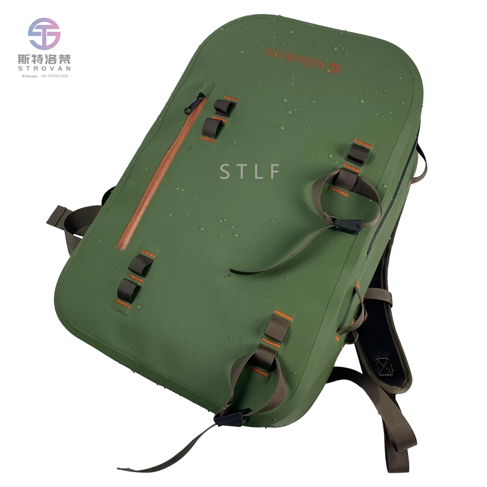 Mochila de pesca impermeable con bolsa de almacenamiento en seco sumergible de TPU resistente con soporte para caña