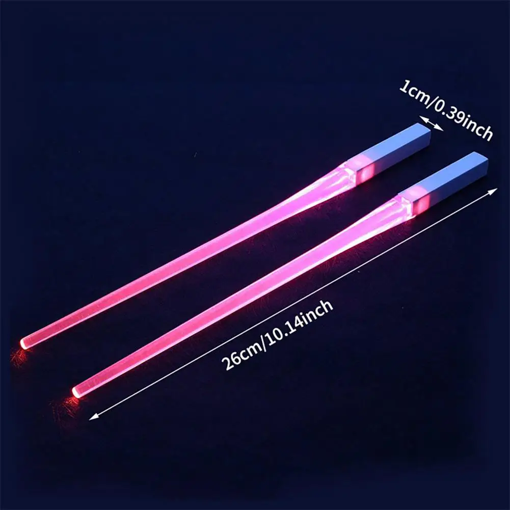 1 Pair Creative Food Chopsticks Portable LED Chopsticks LED Illuminated Glowing Light Chinese Chop Sticks  Easy-to-Clean