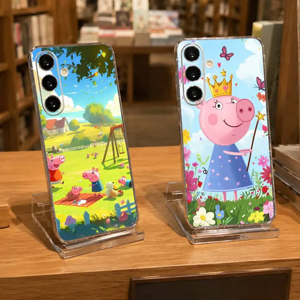 Capa de telefone rígida transparente Art P-Peppa Pig-gg para Samsung A71, A70, A52, A51, A40, A30, capa transparente