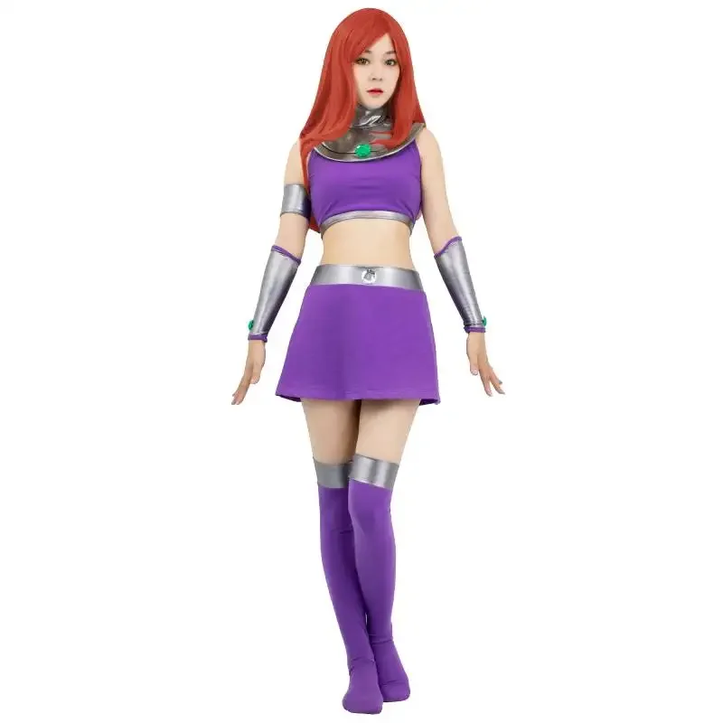 WENAM Starfire Women's Purple Starfire Costume Halloween Masquerade Party Koriand'r Princess Outfit IN STOCK