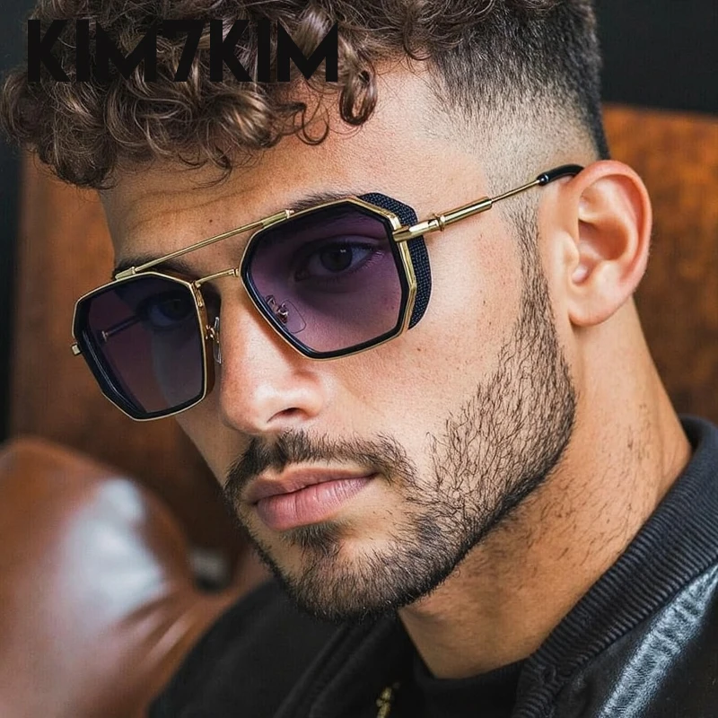 

Steampunk Square Sunglasses Men 2025 Luxury Brand Punk Double Beam Sun Glasses Metal Frame Eyewear For Male Driving UV400 Shades