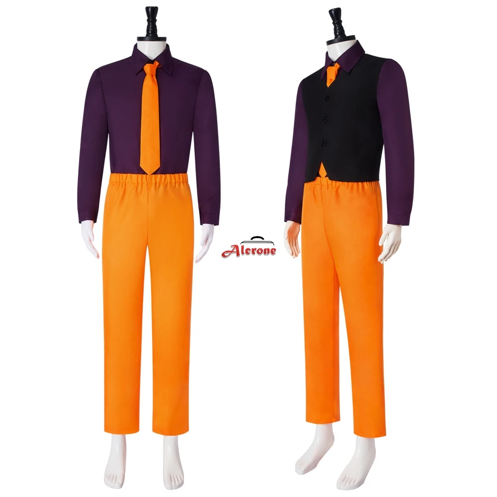 

Movie Joker the Jester Cosplay Costume Orange Suits Man Halloween Carnival Cosplay Jester Customized Clothes