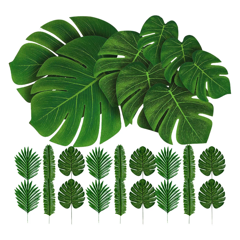 60 قطعة أوراق Monstera الاصطناعية أوراق الزخرفية للمنزل حفلة الاستوائية موضوع Diy بها بنفسك أوراق وهمية محاكاة ورقة الزينة