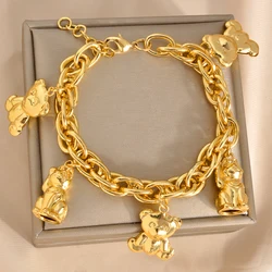 Dubai Luxury 18K Gold Plated Hip Hop Bracelet For Women Wedding Engagement Party Daily Wear Bracelet Charms Jewellery Gift