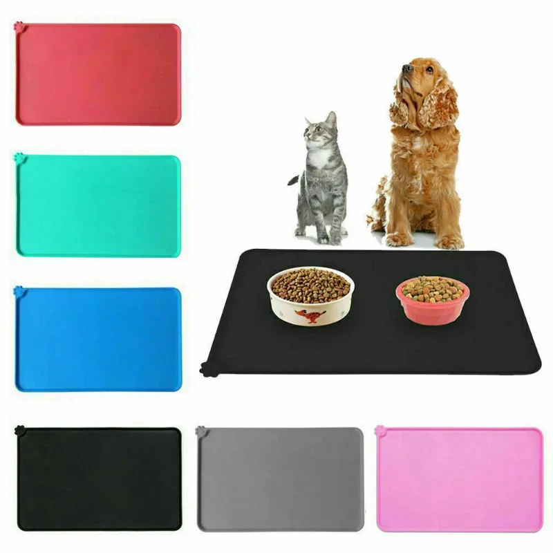 

Water Cushion Placemat，Pet Supplies Silicone Dog Bowl Mat with High Lips Non-Stick Waterproof Food Feeding Pad Puppy Feeder Tray