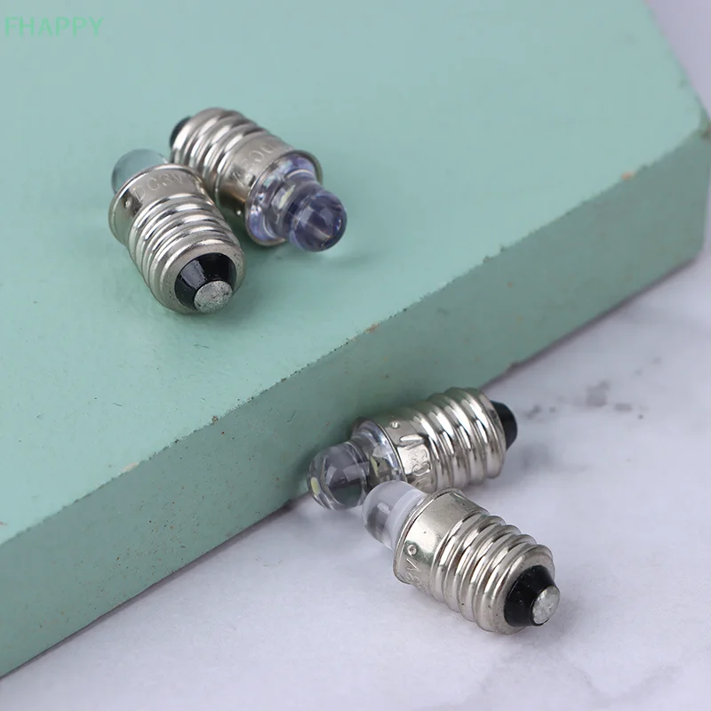 2ชิ้นไฟฉายหลอดไฟ LED E10 DC 3V 6V หลอดไฟแสดงสถานะหลอดไฟเปลี่ยนหลอดไฟจักรยานโคมไฟสีขาวอบอุ่นสีขาว