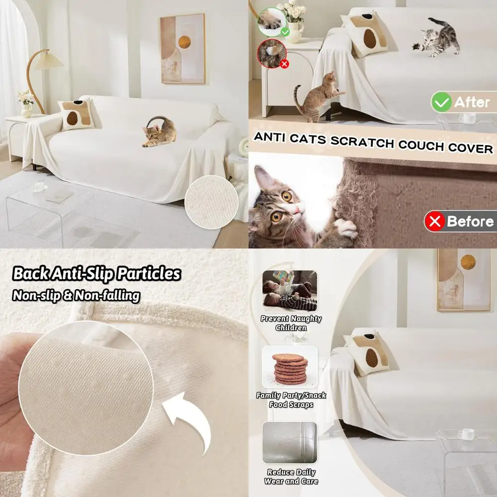 

Washable Sectional Couch Cover for 3 Cushion Sofa, Cat-Resistant Sofa Cover, Oversized L-Shaped Furniture Protector